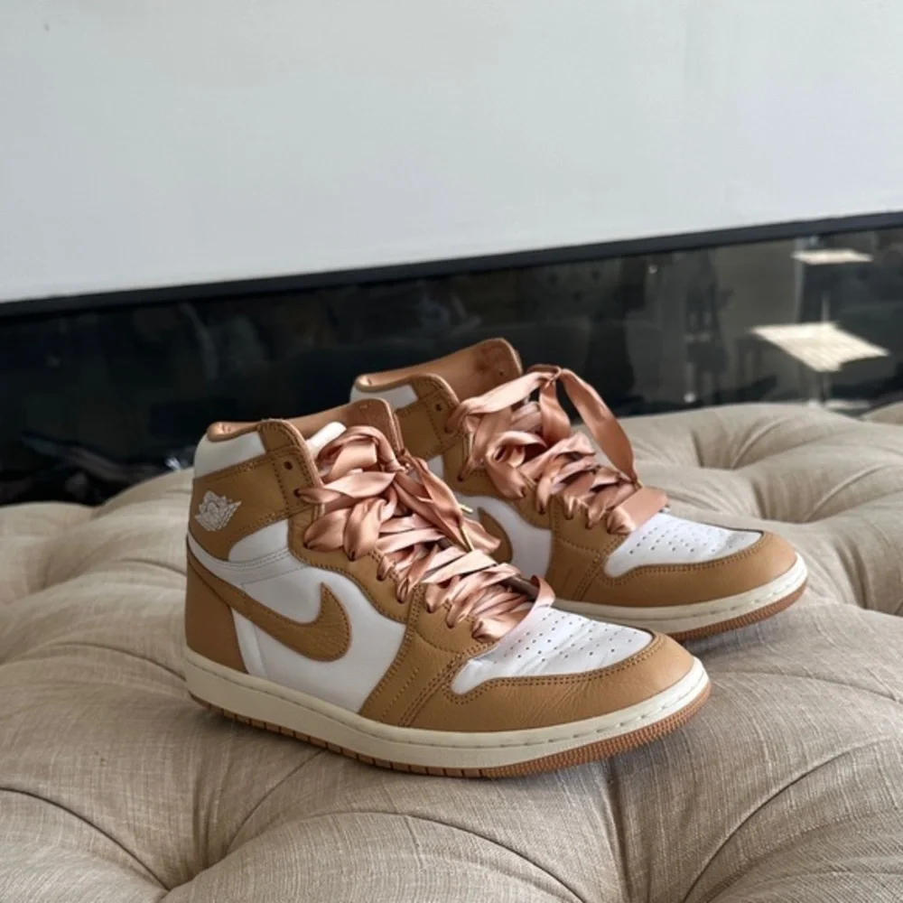 Nike Women's Tan and White High-Top Sneakers